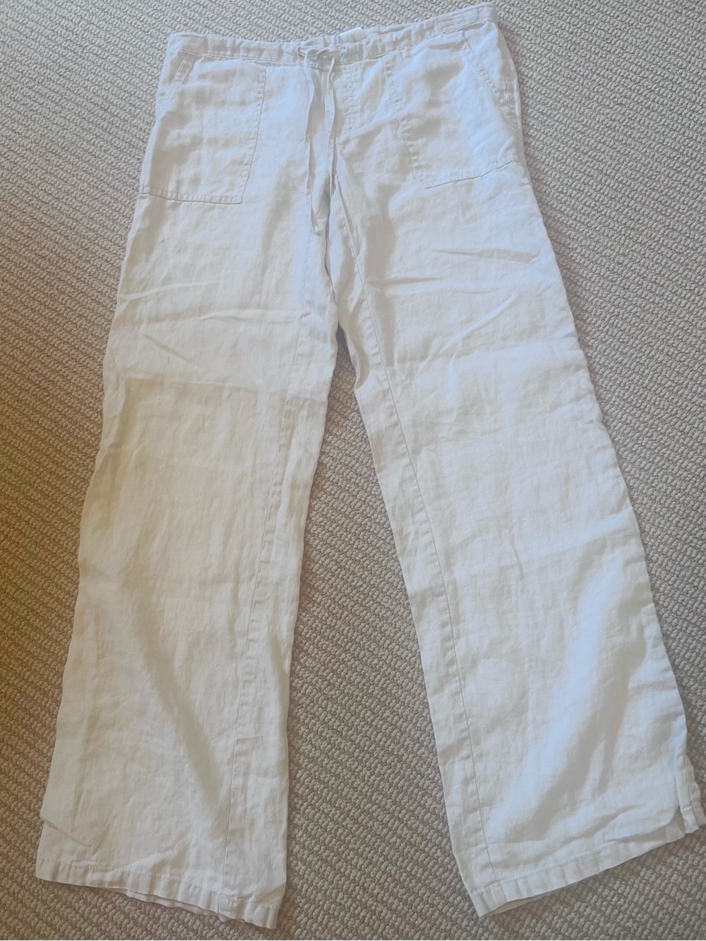Off- White Linen Drawstring Wide-Leg Pants. NWOT